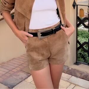 L.Cuppini Suede Shorts High Waist Genuine Leather Brown Size Medium